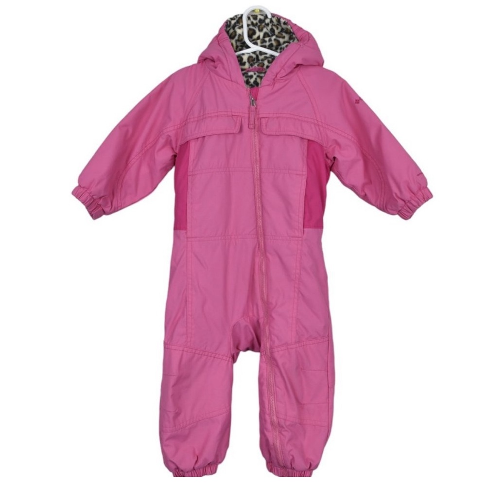 Columbia Toddler Snowsuit Bunting Pink Cheetah Fleece Waterproof Size 2T